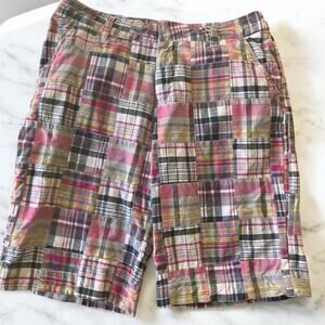 Y2K Merona Madras Preppy Multicolor Plaid Patchwork Shorts womens size 8